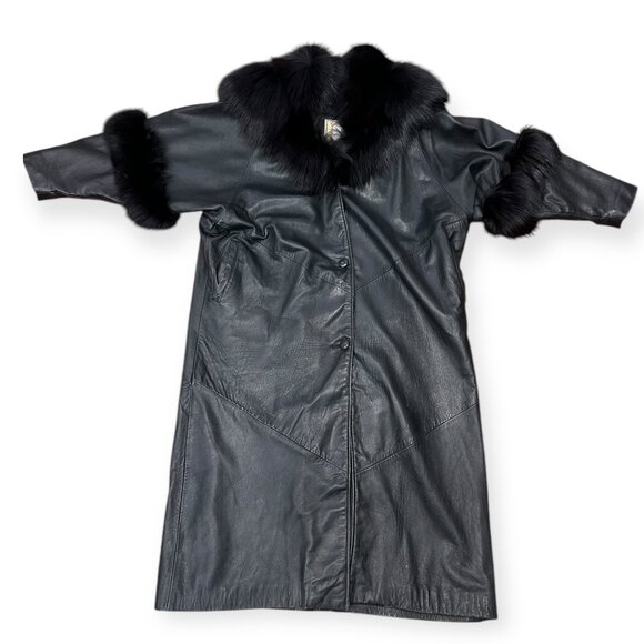 Vintage Leather/Fur Coat - Picture 1 of 6